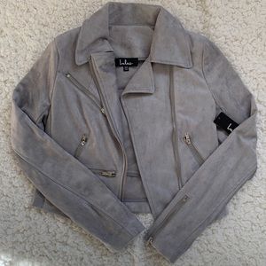 Moto jacket in light gray